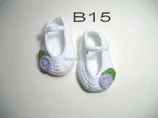 

Special clearance- handmade crochet baby girl shoes 100% cotton.Double soles,baby Crib Shoes Houseshoes white with purple flower