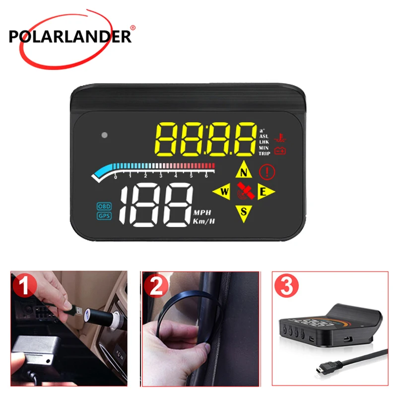 

M17 HUD Yellow and White 3.5-Inch Head-up Display (Need to Film) OBD+GPS Dual System Multi-function