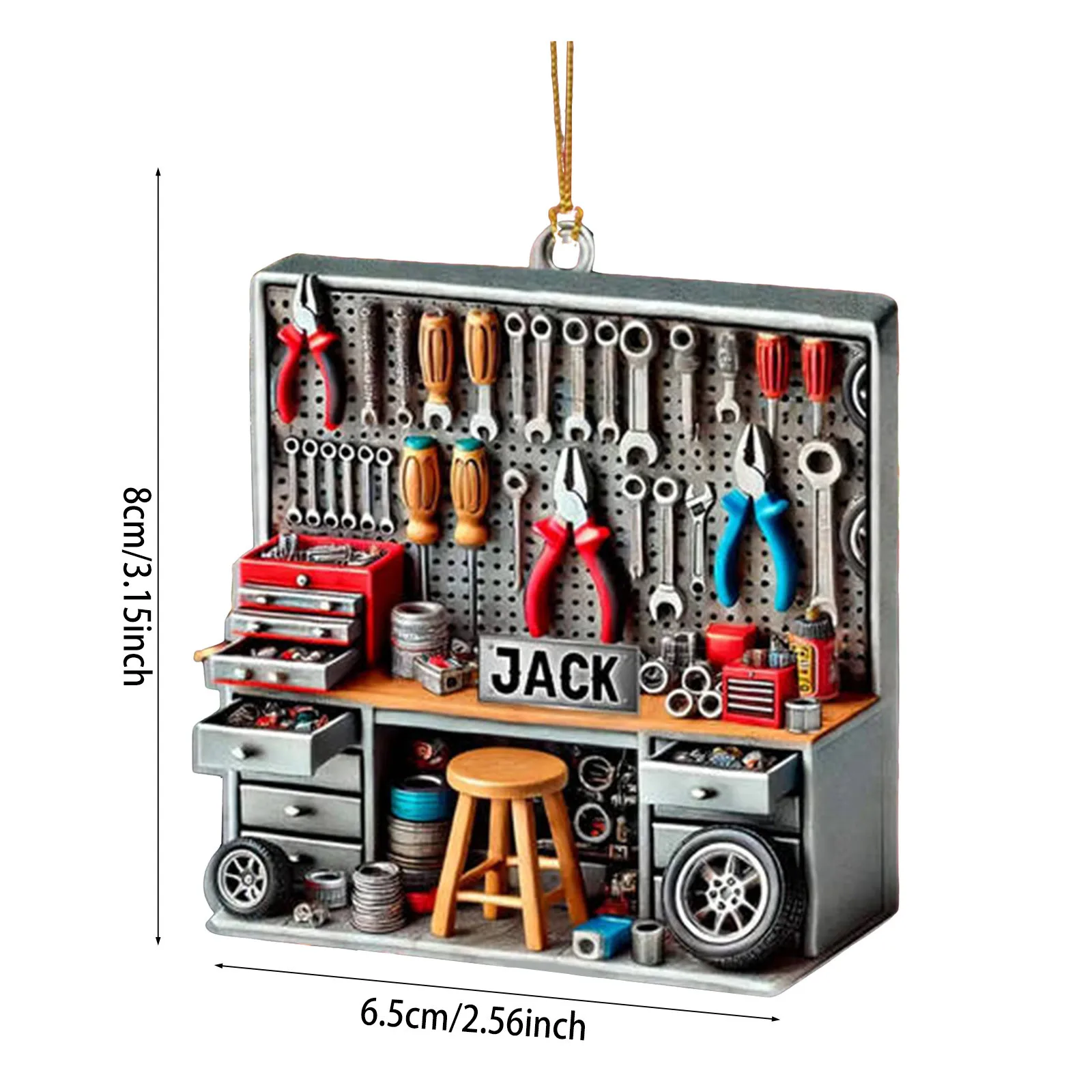 Hanging Gnomes 2D Mechanical Toolbox Flat Acrylic Trim Tools Garage Ornament Polonaise Ornament Set Creative Pendant Key Chain 4