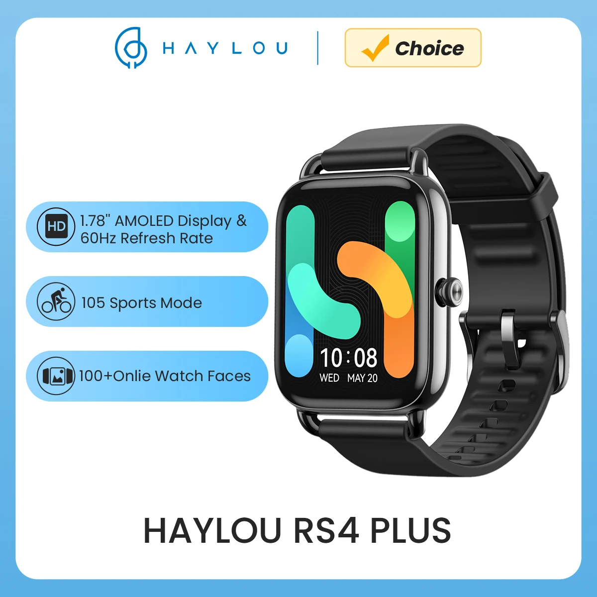 HAYLOU RS4 플러스 스마트워치, AMOLED 디스플레이, 105 스포츠 모드, 10 일 배터리 수명, 스마트 워치 SpO2 심박수 수면 모니터, 1.78 인치 Best5 HAYLOU RS4 플러스 스마트워치, AMOLED 디스플레이, 105 스포츠 모드, 10 일 배터리 수명, 스마트 워치 SpO2 심박수 수면 모니터, 1.78 인치 Best5