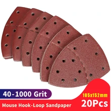 

20pcs Mouse Sanding Sheets Hook and Loop Sander Pads 11-Holes Sand Paper Grits 40-1000 Fit Bosch Multi-Sander