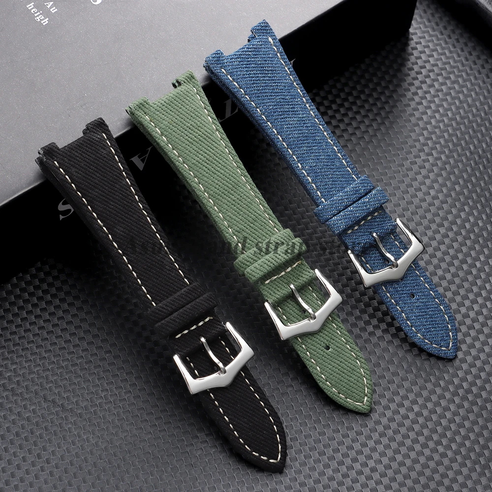 Elegant Nylon Leather Watch Strap with Concave Interface - Unisex Bracelet