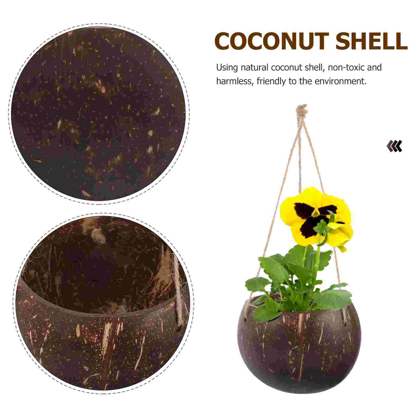 Hanging Planter Chain Coconut Shell Flowerpot Pots Indoor Plants Wall Planter Basket Balcony Holder Large Flower Pot Plant Pot