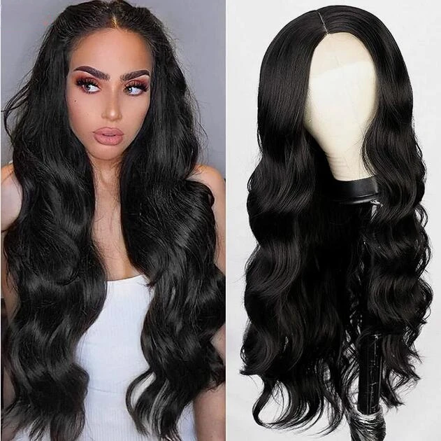 

Long Body Wave Wig Natural Middle Long Wavy Curly Black Women Party Cosplay