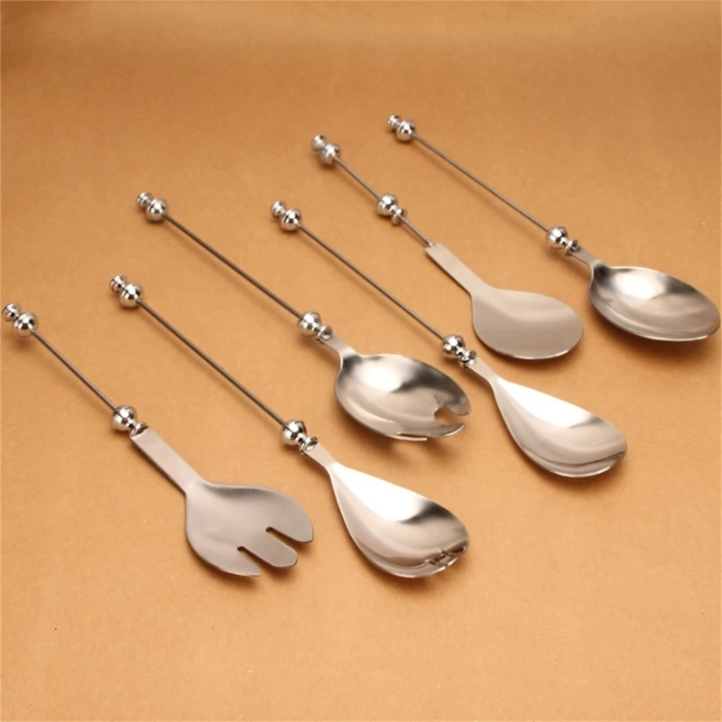 DIY Beaded Decorated Dessert Spoon Stainless Steel Salad Spoon Simple Decorative Beaded Tableware Dessert Serving