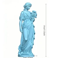 Sculpture de femme moderne tenant des fleurs, cadeau artistique pour le bureau et la maison, figurine minimaliste aux lignes apaisantes et à la beauté naturelle 3