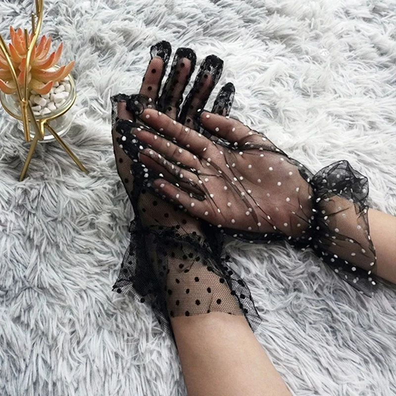 Dot Print Mesh Tulle Gloves for Spring Summer Club Prom Party Dancing Dress-tulle gloves costume gloves fashion gloves cosplay gloves