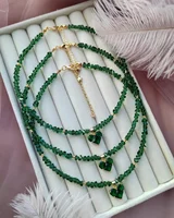 Grande chaîne de perles boule CCB avec pendentif en perles de cœur pour femmes, collier de perles tendance sur le cou, accessoires cadeau 2