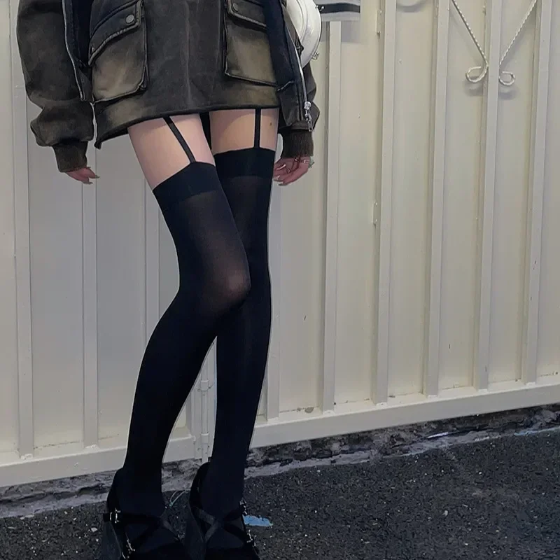 Women Suspender Wide-banded Velvet Tights