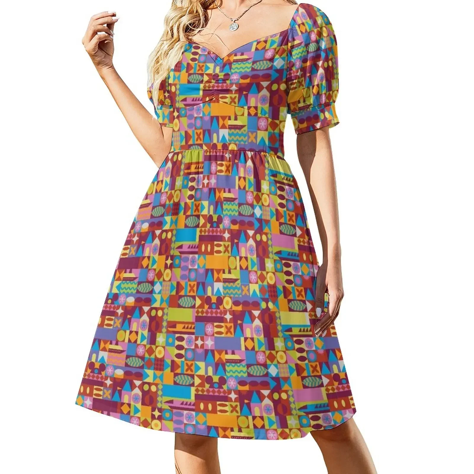 

Retro Color Blocks Sleeveless Dress summer dress women 2024 Aesthetic clothing
