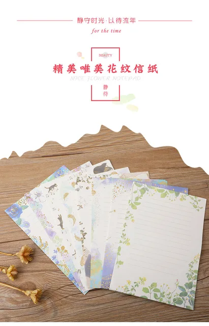 Set Carta Da Lettere Kawaii 48 Fogli + 24 Buste - Carta Floreale Colorata 14x19cm Con Buste Autosigillanti