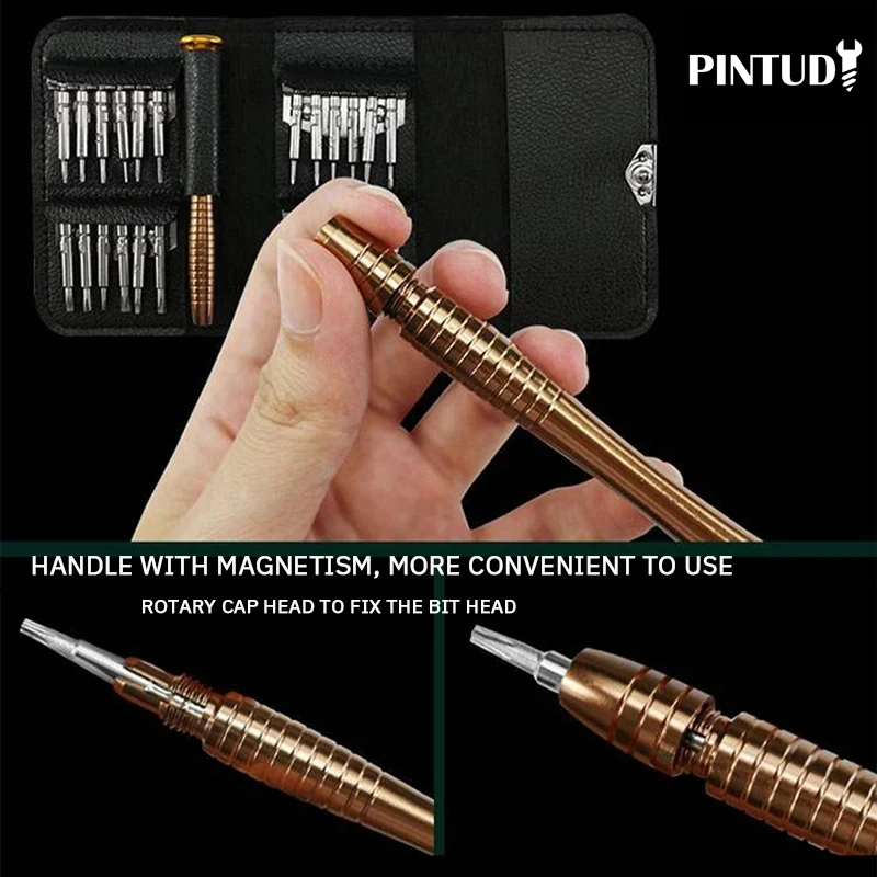 Mini-Präzisions-Schraubendreher-Set, 25-in-1, elektronischer Torx-Schraubendreher, Öffnungs-Reparatur-Werkzeug-Set für iPhone, Kamera, Uhr, Tablet, PC – Detail 3