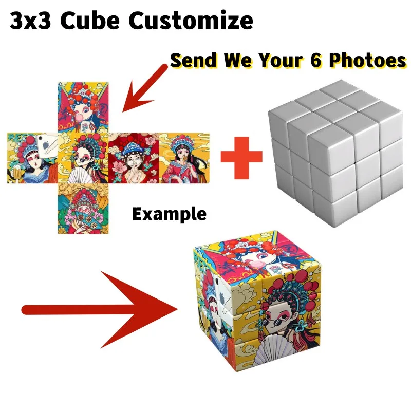 MOQ 1pcs Custom 3x3 Magico Cubo Personalized Magic Cube 3x3x3 Photos Logo Advertising 3by3 кубики голов Frame Puzzles Toys