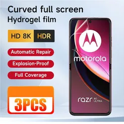 Premium 3-Pack Hydrogel Soft Film Full-Coverage Screen Protector for Hydrogel Film (Moto Razr 40 Ultra)