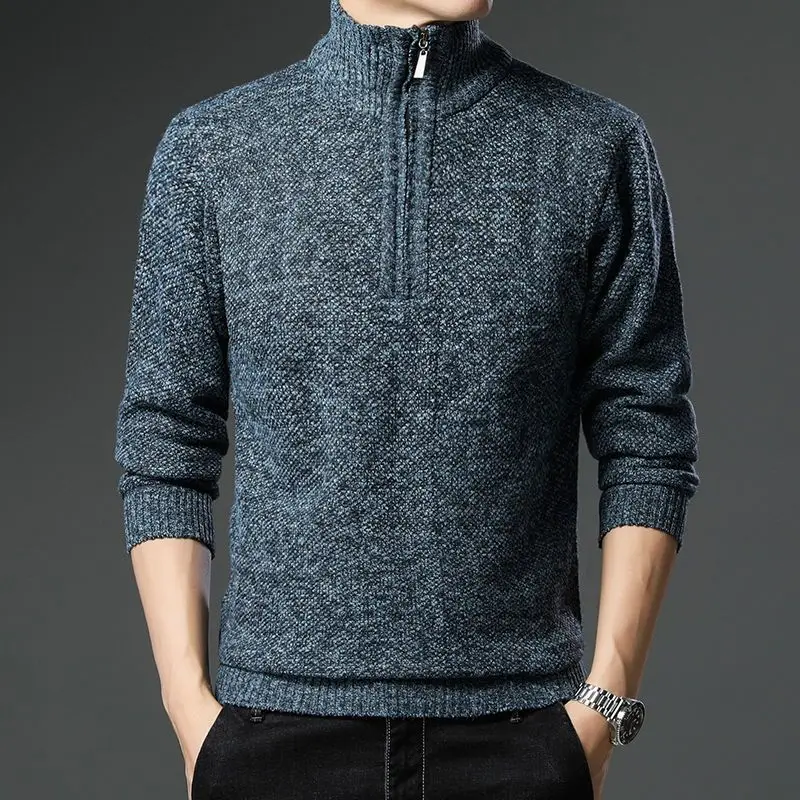 Autumn Winter KPOP Fashion Harajuku Sweaters Men Solid Tops Casual All Match Undershirt Thick Loose Long Sleeve Y2K Male Clothes