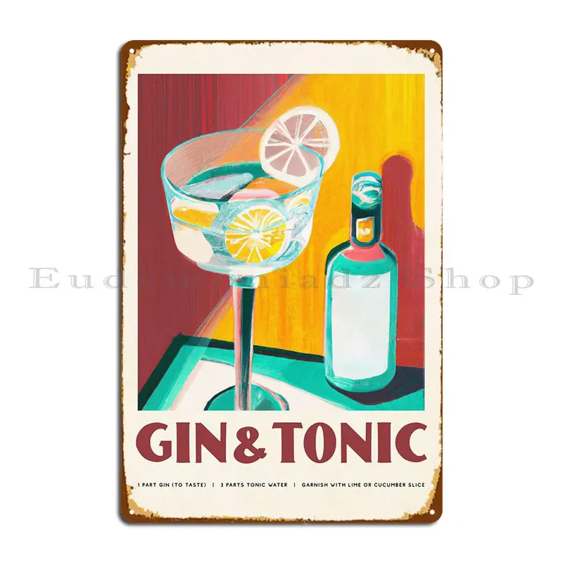 Gin Tonic Cinema Targa In Metallo Designer Cinema Funny Cinema Kitchen Tin Sign Poster
