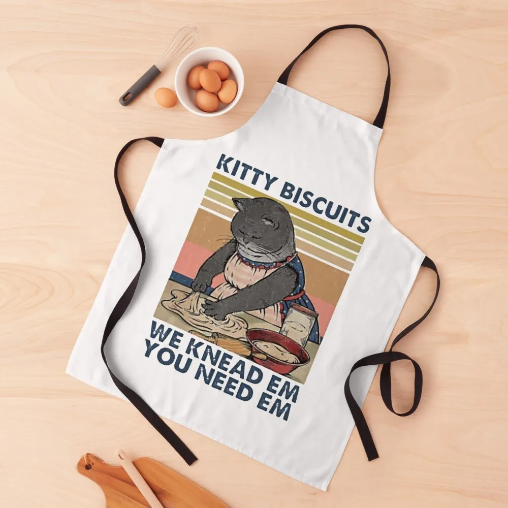 

Kitty biscuits we knead em you need em funny gifts for cat lover Apron chef for man For Kitchen cleanings Apron