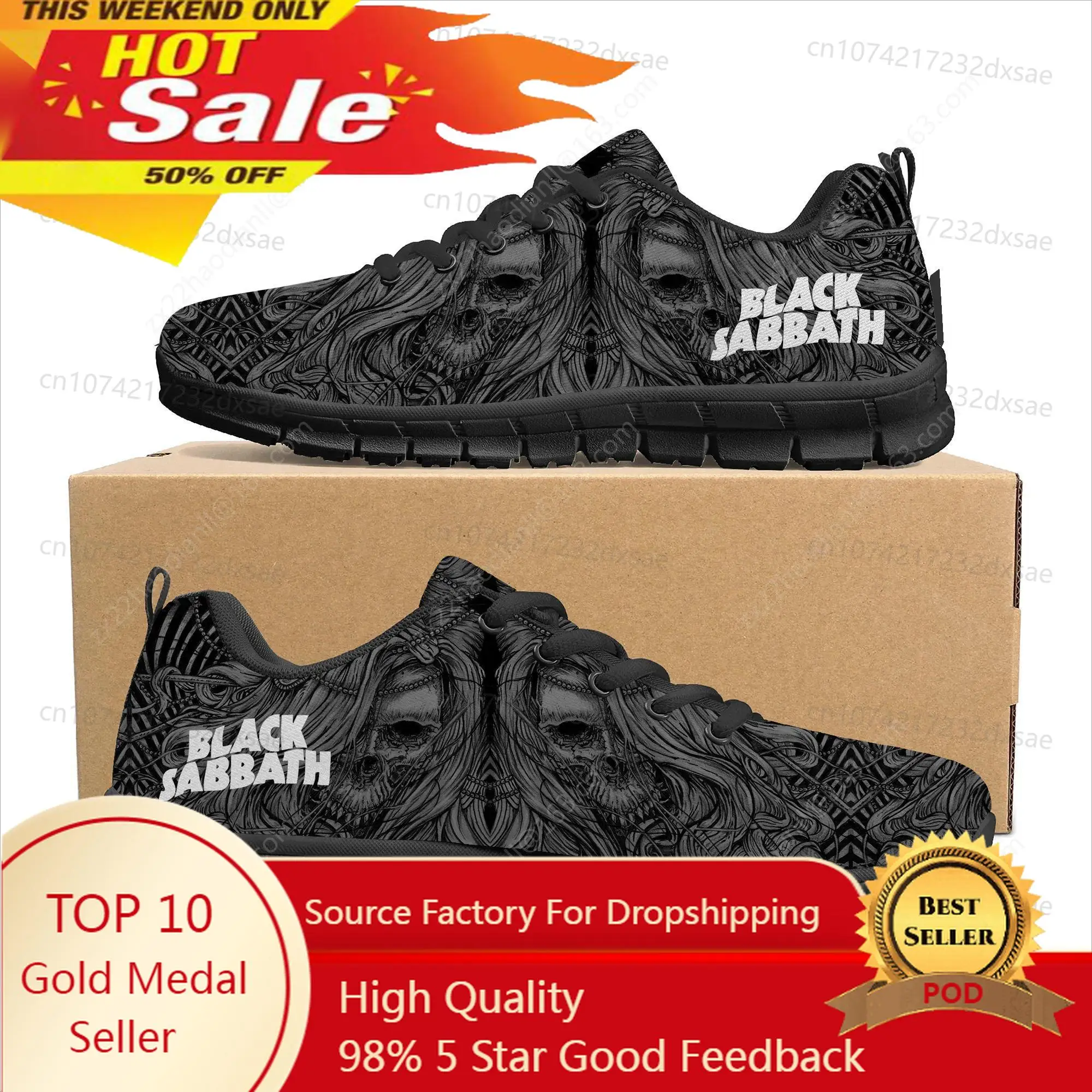 

Black Heavy Metal Band Sabbath Sports Shoes Mens Womens Teenager Kids Children Sneakers Casual Custom High Quality Couple Shoes
