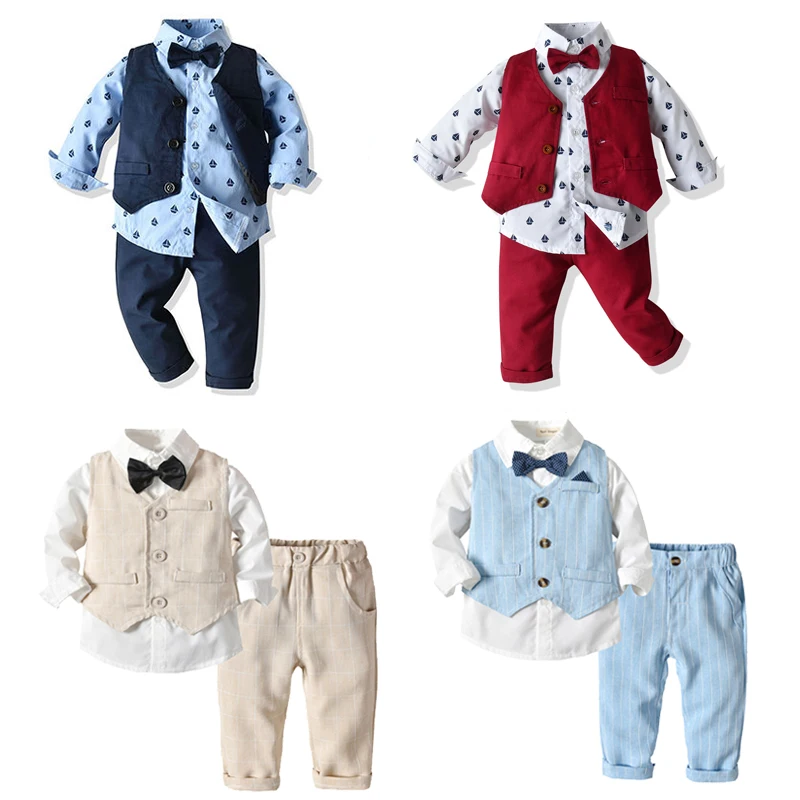 

Newborn Baby Girl Clothes Toddler Kids Boy Gentleman Clothing Sets Long Sleeve Formal Suits Children Boys Casual 3Pcs Outfits