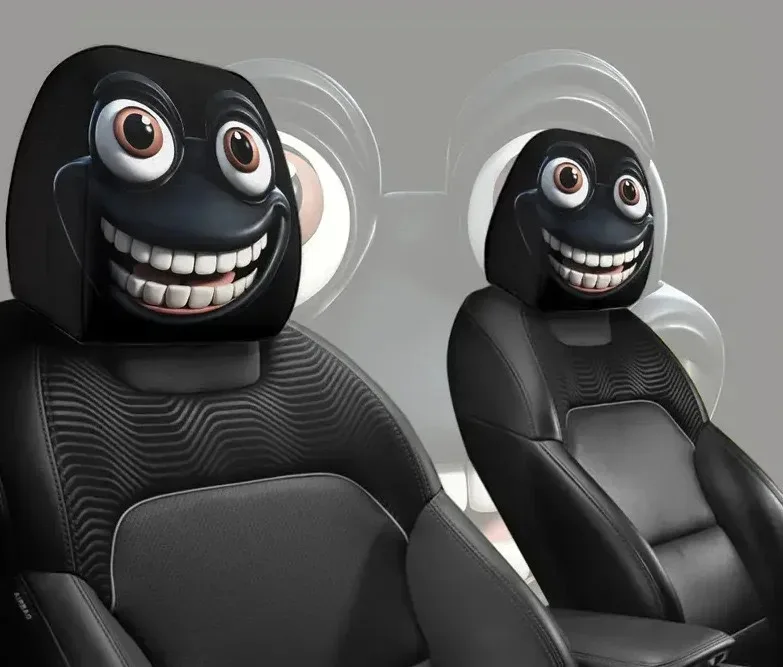 Set of 2 Cartoon Headrest Covers with Eye Design - Festive Car Seat Protector for Halloween and Christmas