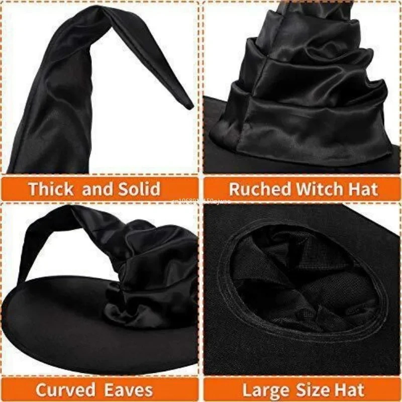 Halloween Witch Hat Wide Brimmed Reusable
