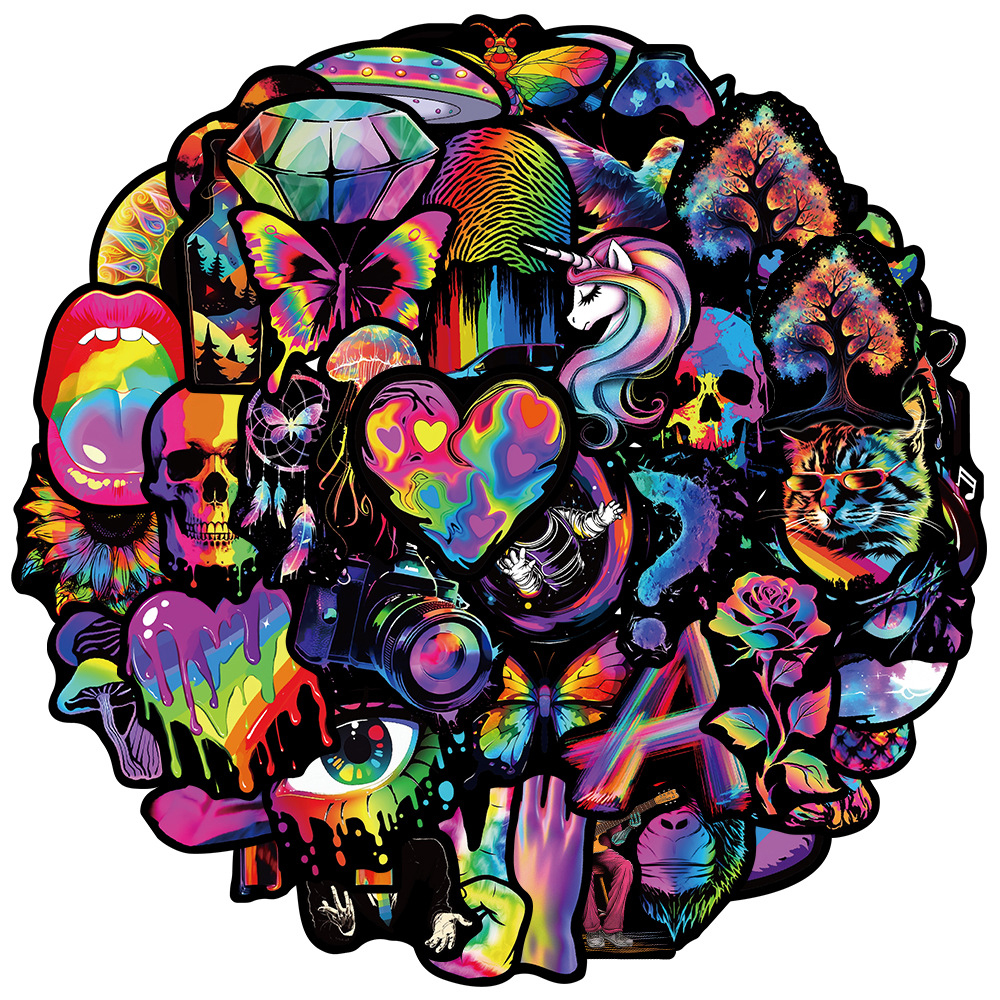 10/30/50PCS Rainbow Colorful Cartoon Graffiti Stickers Fridge Phone Guitar Motorcycle Luggage Waterproof Cool Decal Sticker Toy