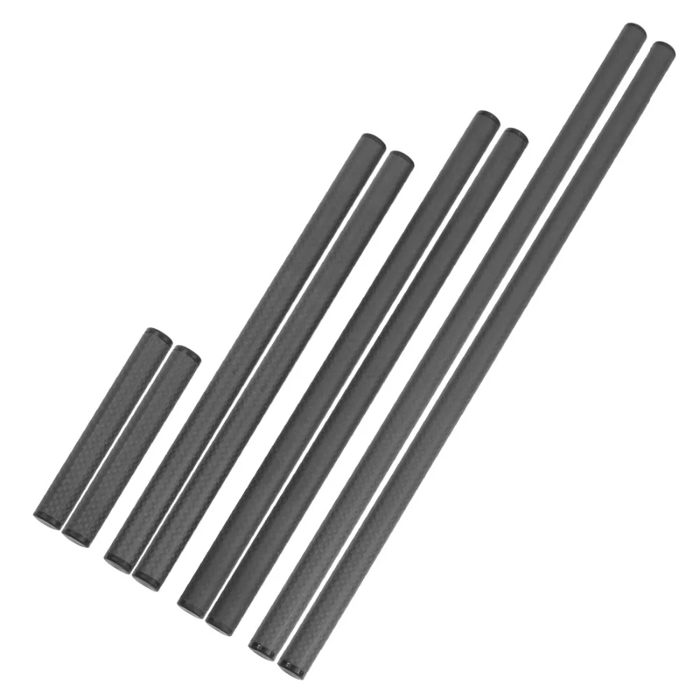 2PCS 10cm 25cm 30cm 40cm Carbon Fiber Tube Rod w/ 15mm Telephoto Lens Support fo