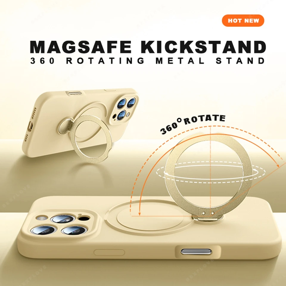 Magnetic Stand Liquid Silicone Phone Case with Magsafe Charging Holder