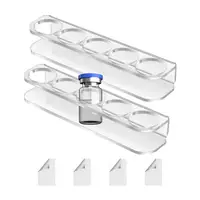 Small Vial Holder For Refrigerator 2 Pack Vial Bottle Wall Storage Racks 5 Slots Acrylic Fridge Bottle Shelf With 4 Double Sided 1
