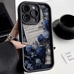 Vintage Black & Blue Rose Soft Silicone Phone Case - iPhone 15 (1)