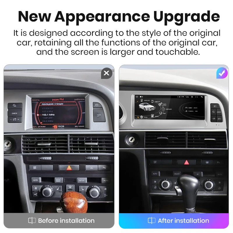 Junsun 8,8 pulgadas inalámbrico CarPlay Andorid Auto Radio Multimedia para Audi A6 C6 4F 2005-2011 MMI 2G 3G GPS navegación estéreo 2