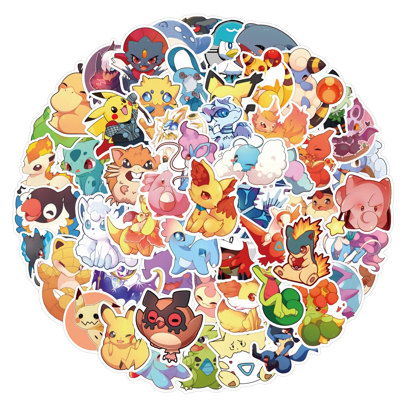 102Pcs Pokemon Stickers Kawaii Pikachu Skateboard Bicycle Guitar Laptop Kids Waterproof Stiker Anime Stickers Graffiti Character 2