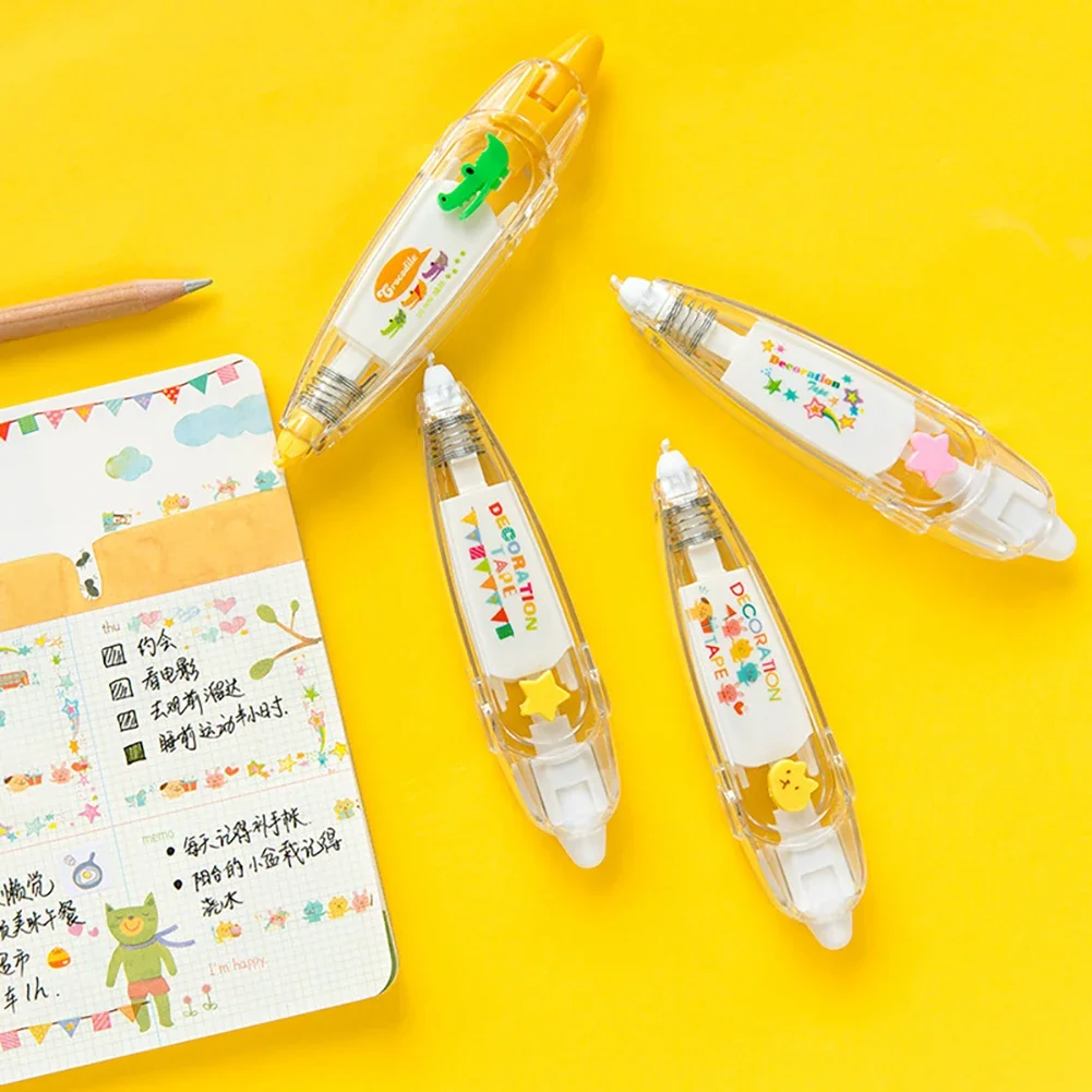 Kawaii Cartoon Flowers Line Shaped Highlighter Tape Pens Roller Tip Curve Liner Marker for Writing Journaling Drawing Stationery