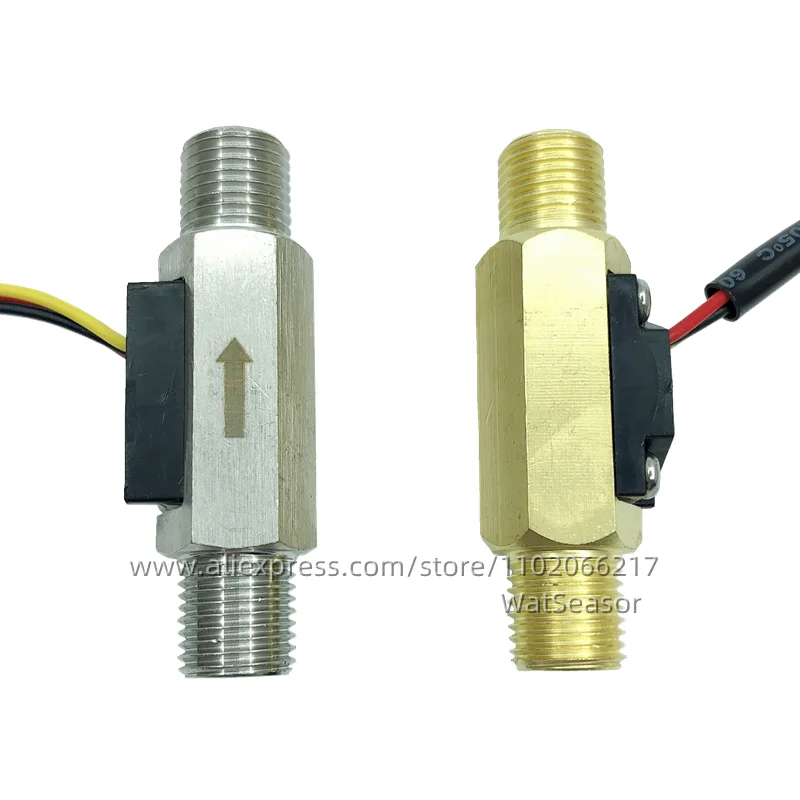 DC3.0-18V Water Flow SensorFlowmeter Brass SUS Hall Flow Sensor Liquid 0.3-3L/min 1.5MPa Sensor For arduino NPN pulse