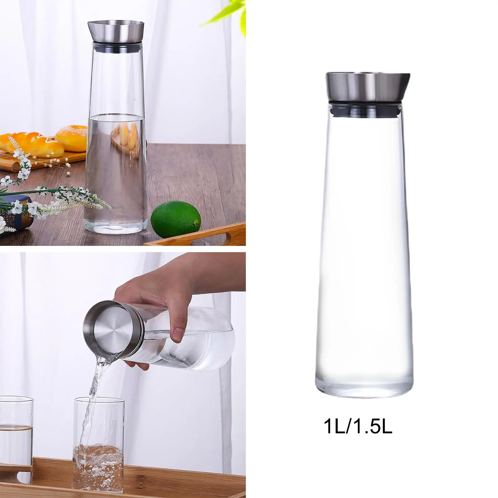 Glass Jug 1450ml Nordic Juice Carafe Juice Jug Glass Pitcher Iced Tea  Pitcher for Juice Lemonade Household Office Loose Leaf - AliExpress