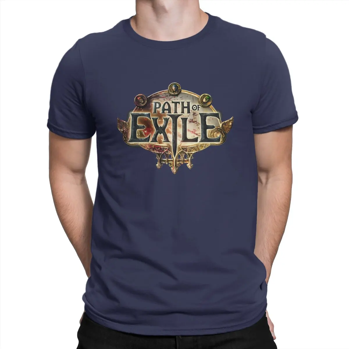 thumbnail image 1 of Camiseta de algodón con el logotipo de Path of Exile para hombre, manga corta, cuello redondo, regalo de cumpleaños, 1 of 7
