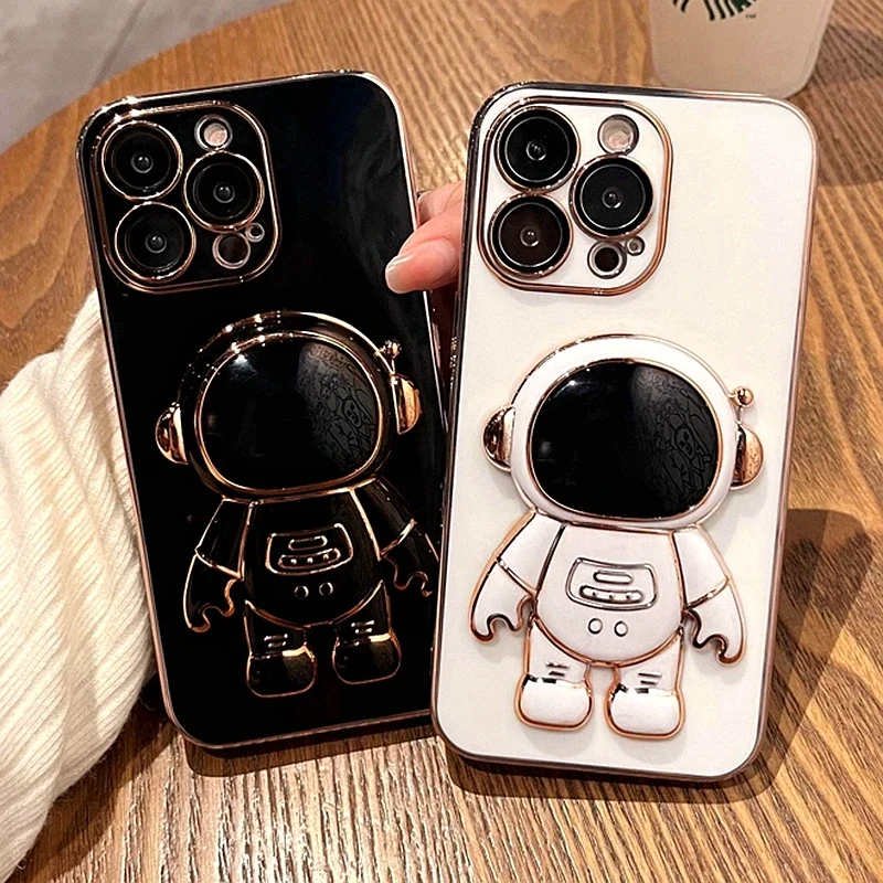 Luxury Astronaut Silicone Kickstand Phone Case Cover
