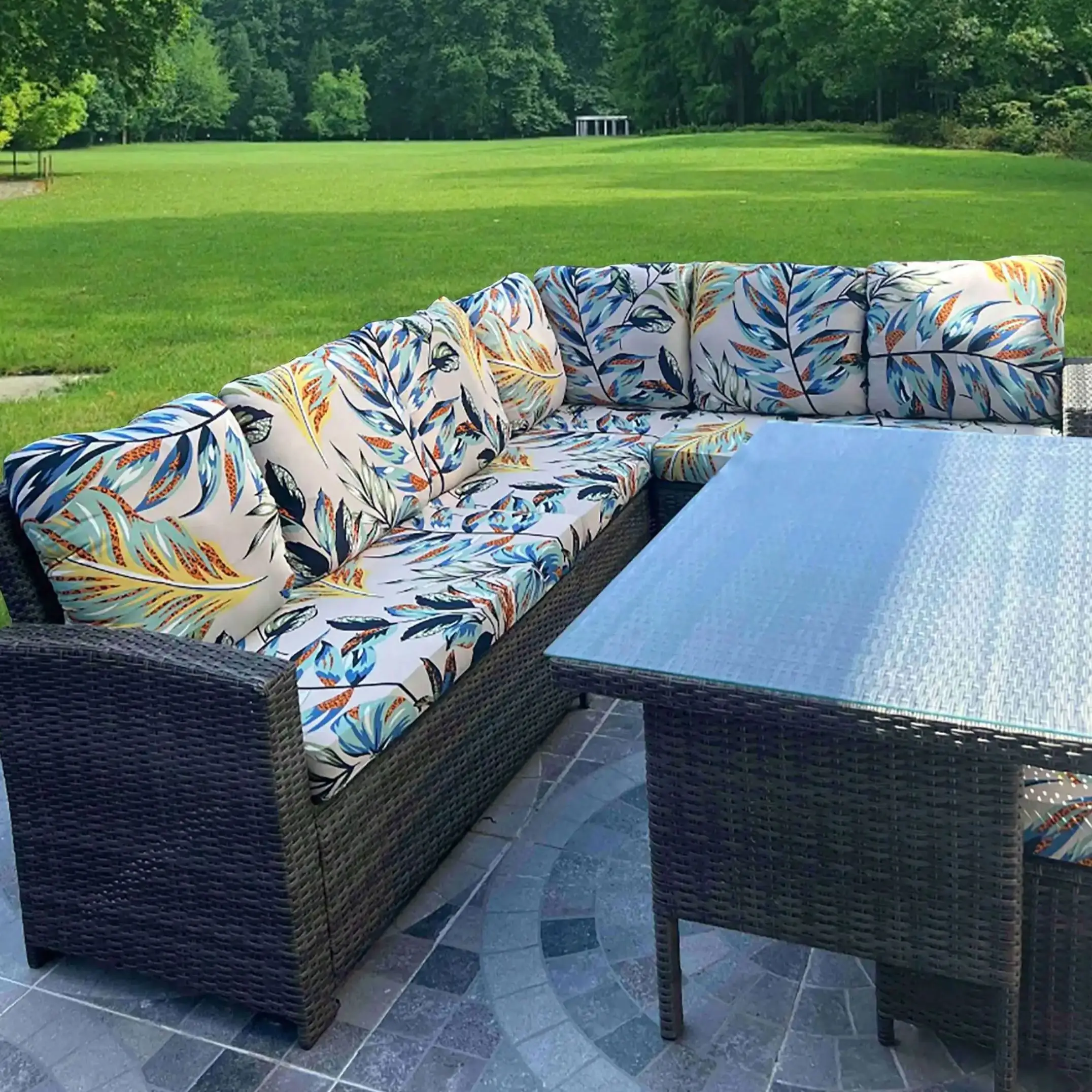 Outdoor Tropical Print Sofa Cushion Covers - Non-Slip Furniture Protectors, Replacement for Individual Seat Cushions 2