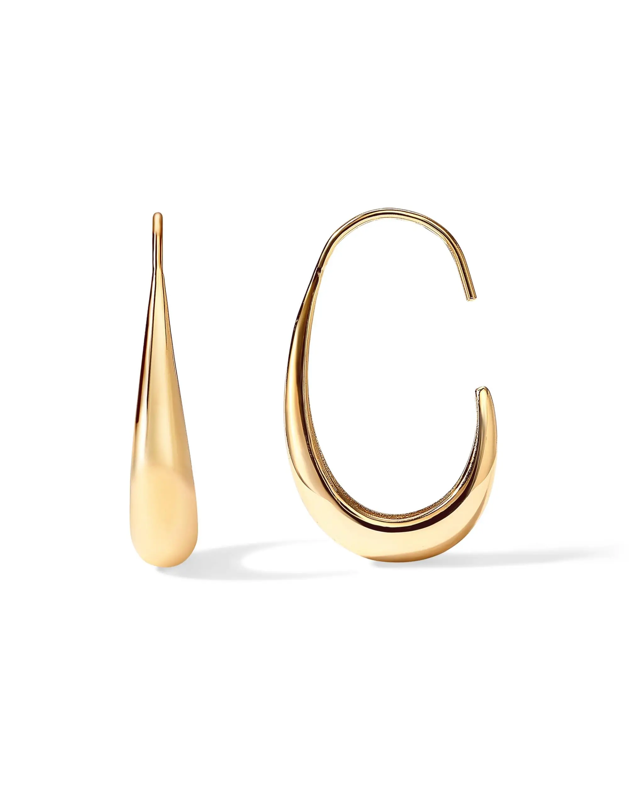 Shevalues Women Hoops 14K Gold Plated Teardrop Hoop Earrings - Main Image