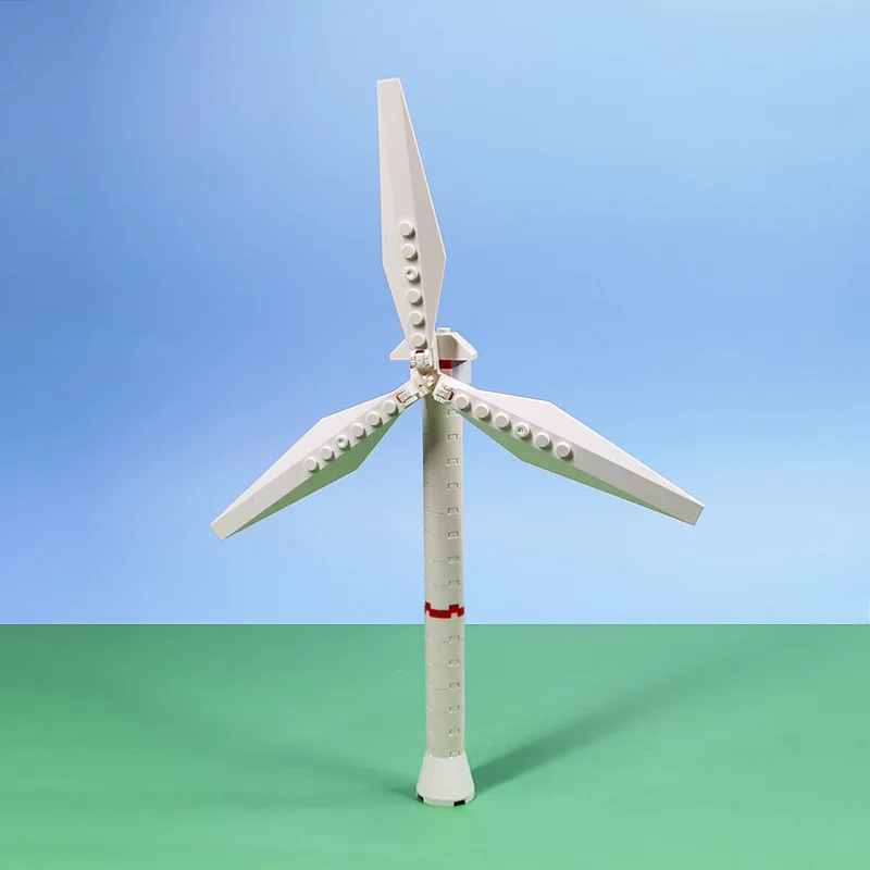 Kompatibel mit LEGO MOC Bausteinen Spielzeug Windkraftanlage Szenen-Bausätzen Wald Fluss Bodenteile Tier Fisch Windmühle – Detail 6