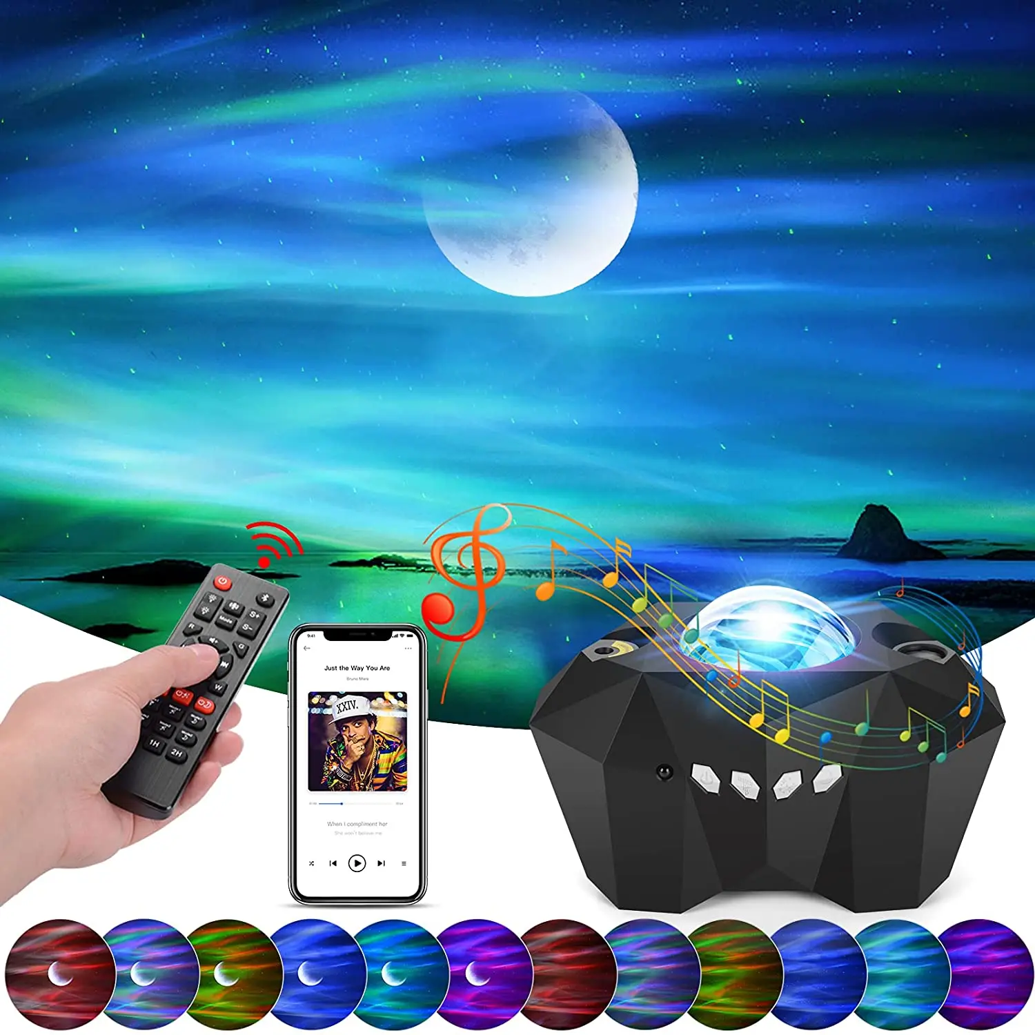 One Fire Galaxy Projector Starlight Projector Moon Projector, 48 Light  Modes+Rotating Star Projector Galaxy Lights for Bedroom, Bluetooth Music  Night