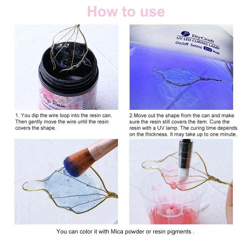 Description Picture 6 of itemUV DIP Resin Glue UV Flower-Making Liquid For Wire Metals Dipped In Resin Crystal Odorless UV Curing Headdress Jewelry Making