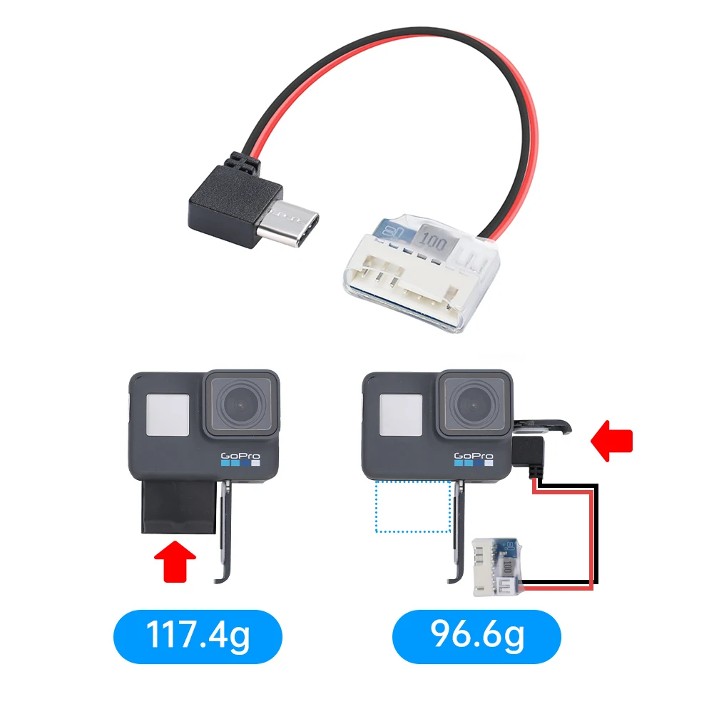 

IFight Type-C 90Degree To XH2.54 5V Balance Plug Power Cable 4-6S for GP Hero 6 7 8 9 10 11 Insta360 Protek25 Protek35