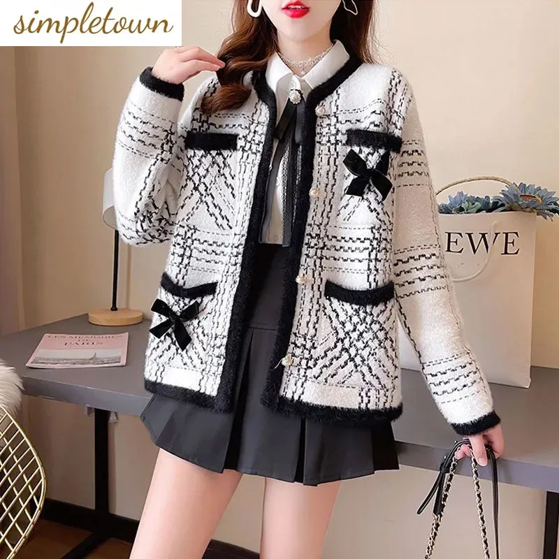 

Cardigan Coat Women's 2023 Autumn/Winter New Network Red Temperament Celebrity Versatile Imitation Mink Slim Top