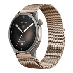Milanese Stainless Steel Smartwatch Strap - Adjustable Mesh Wristband - Amazfit Active 2 (Vintage Gold)