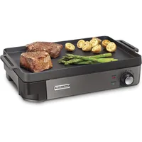 Hamilton Beach Professional Cast Iron Indoor Electric Grill & Griddle,10"x16" Preseasoned Cooking Surface,Adjustable Temperature 1