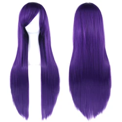 Soowee 80cm Long White Purple Synthetic Cosplay Wig - 32inches (Dark Purple)