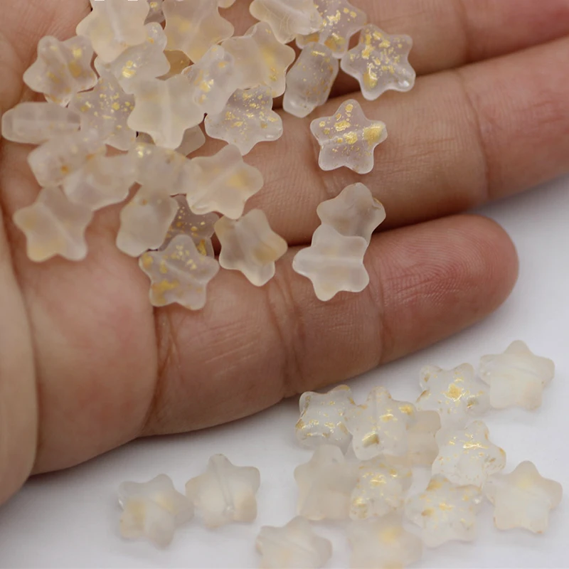 100pcs Frosted Gradient Five-Pointed Star Glass Beads