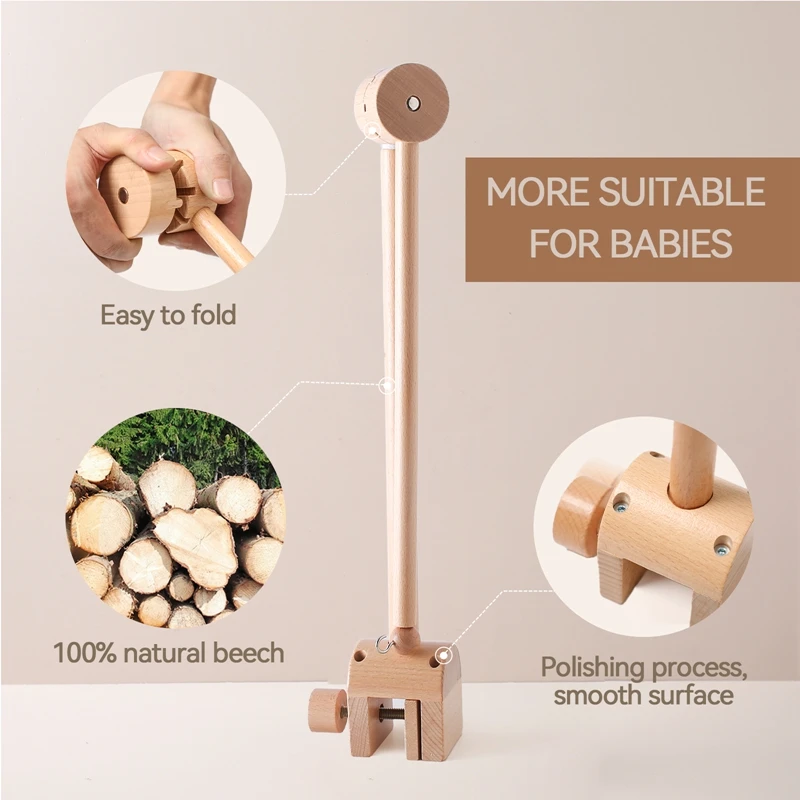 Baby Rattle Toy Bed Bell Bracket Wooden Mobile 0-12 Months Newborn Crochet Bed Bell Hanging Toys Holder Bracket Infant Crib Gift 5