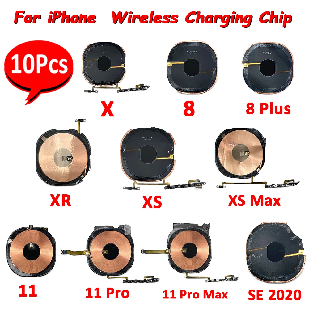 10 Pezzi, Nuovo Chip Di Ricarica Wireless Nfc Coil Charger Panel Sticker Flex Cable Per Iphone X Xr Xs Max 11 Pro Max 8 Plus Se 2020